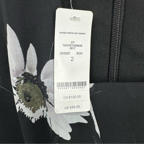 BeBe Women's Size 2 Black Banded Floral Printed GGT Romper NEW - Picture 7 of 16